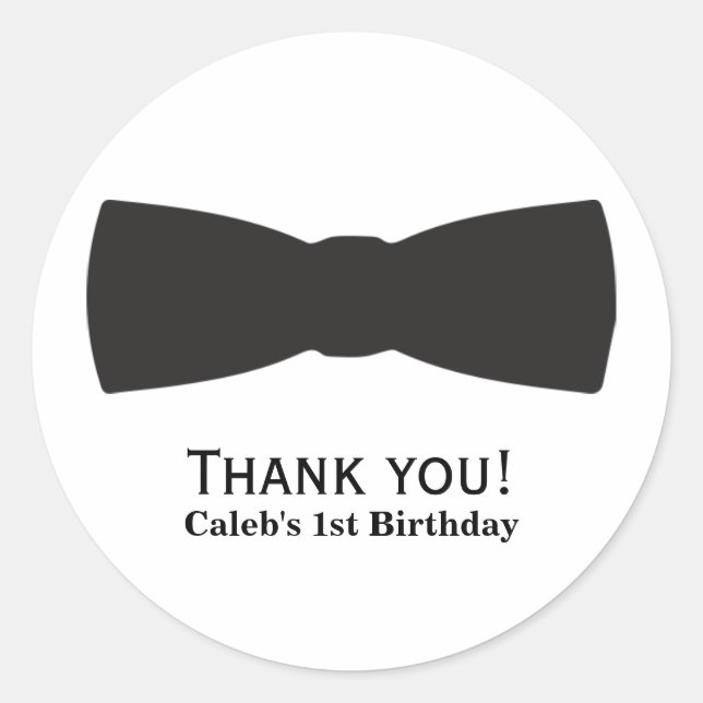 Black & White Bow Tie Tuxedo Boys Party Favour Classic Round Sticker (Front)