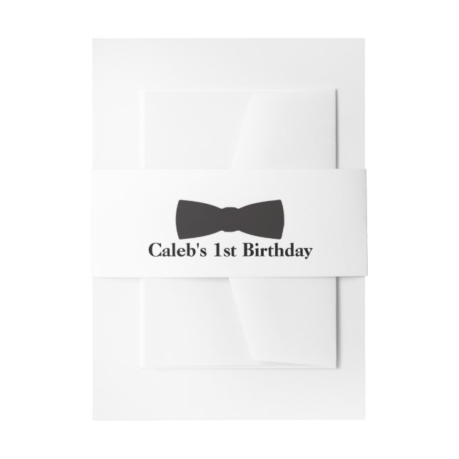 Black & White Bow Tie Tuxedo Boys Party Invitation Belly Band (Front Example)