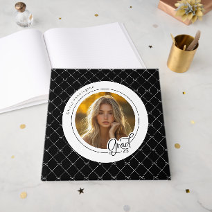 Black White Bows Elegant Modern Photo Grad Guest Book