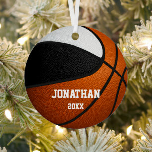 black white boys girls keepsake basketball metal tree decoration
