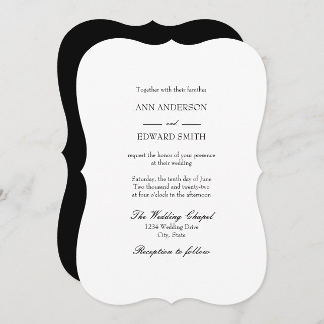 Black White Bracket Families Wedding Invitation (Front/Back)