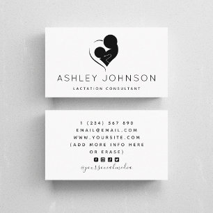 Black & White Breastfeeding Lactation Consultant Business Card