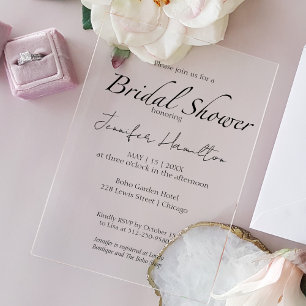 Black & White Bridal Shower Acrylic Invitations