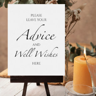 Black & White Bridal Shower Advice And Well Wishes Poster