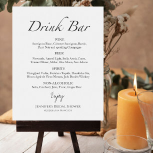 Black & White Bridal Shower Drinks Menu Sign