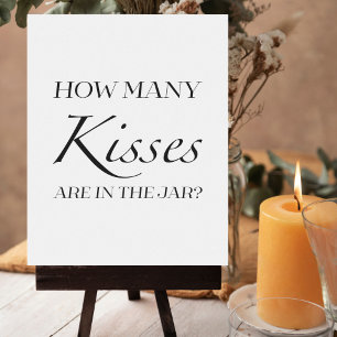 Black & White Bridal Shower How Many Kisses Sign