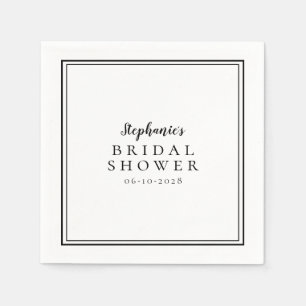 Black & White Bridal Shower Wedding Simple Modern Napkin