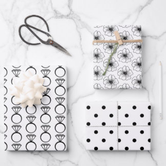 Black & White Bridal/Wedding Shower Wrapping Paper Sheet