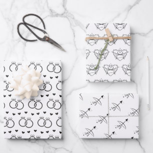 Black & White Bridal/Wedding Shower  Wrapping Paper Sheet