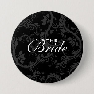 Black white bride "Bridal party" wedding 7.5 Cm Round Badge