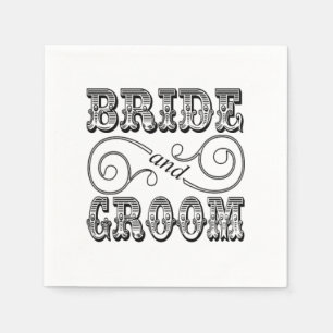 Black & White Bride & Groom Design Napkin