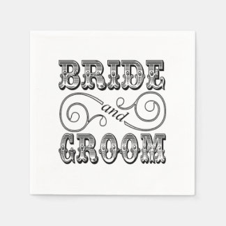 Black & White Bride & Groom Design Napkin