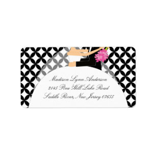 Black & White Bride & Groom Return Address Label