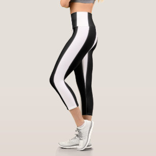 Black + White Broad Stripe Capri Leggings