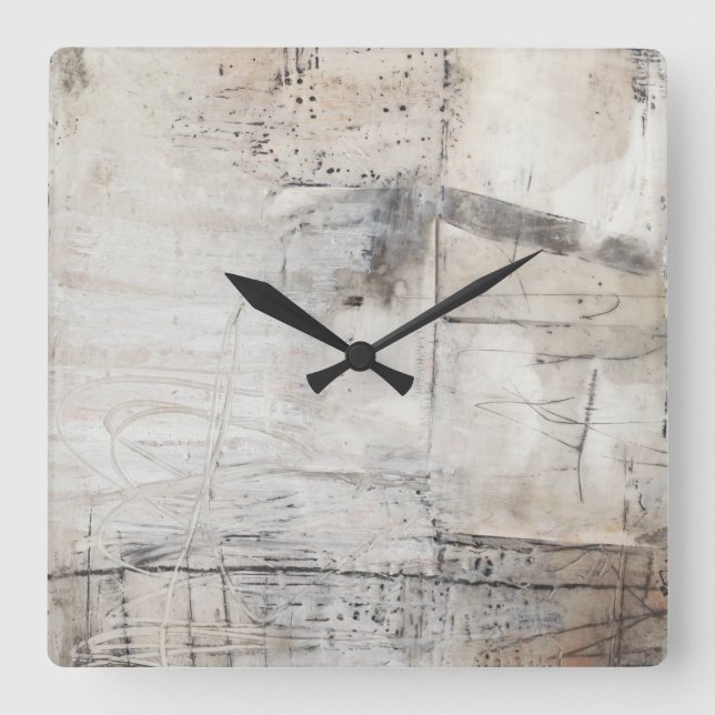 Black White & Bronze Square Wall Clock (Front)