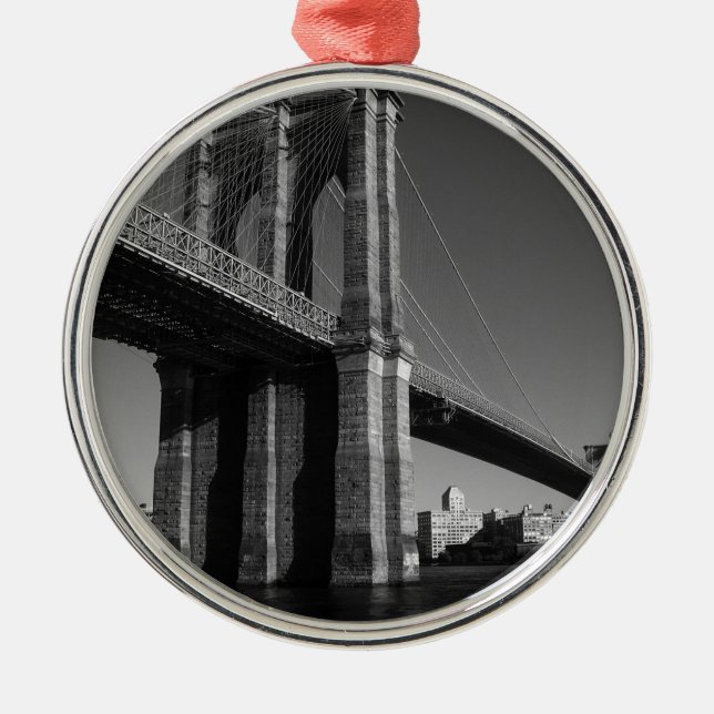 Black & White Brooklyn Bridge Metal Tree Decoration (Front)