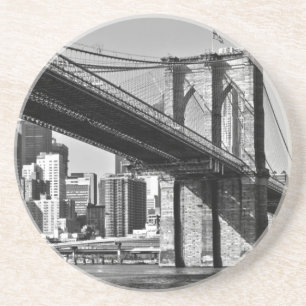 Black & White Brooklyn Bridge New York City Coaster