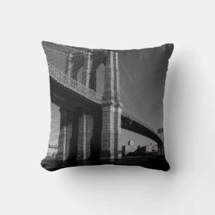 Black & White Brooklyn Bridge New York City Pillow