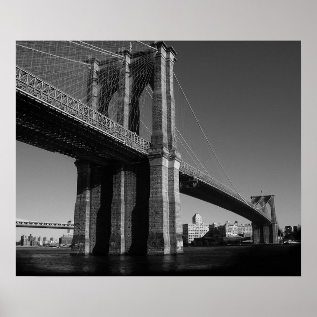 Black White Brooklyn Bridge New York City Poster (Front)