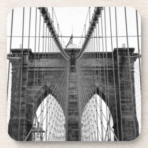 Black White Brooklyn Bridge New York Coaster