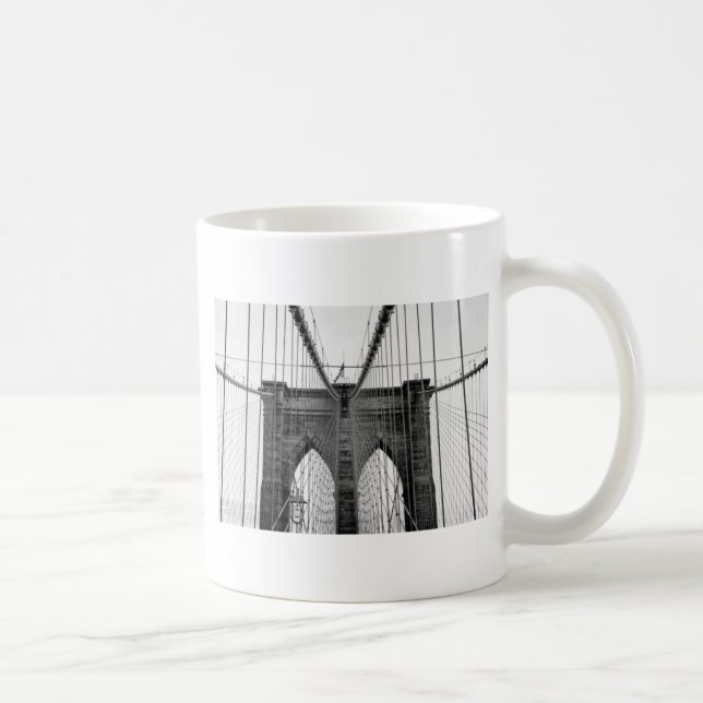 Black White Brooklyn Bridge New York Coffee Mug (Right)