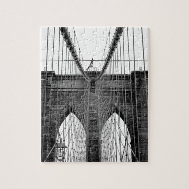 Black White Brooklyn Bridge New York Jigsaw Puzzle (Vertical)