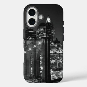 Black White Brooklyn Bridge New York Night iPhone 16 Case