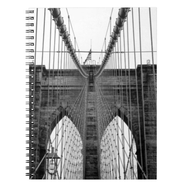 Black White Brooklyn Bridge New York Notebook (Front)