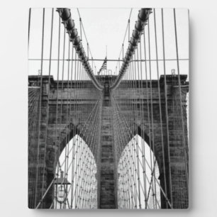 Black White Brooklyn Bridge New York Plaque