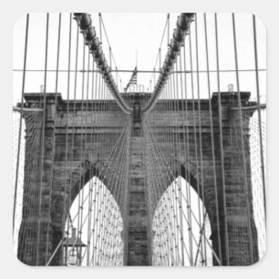Black White Brooklyn Bridge New York Square Sticker