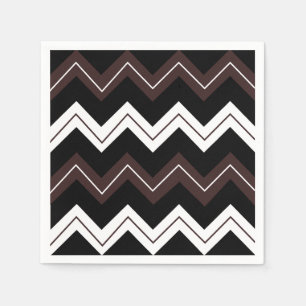 Black White Brown Chevron Stripe Pattern Napkin