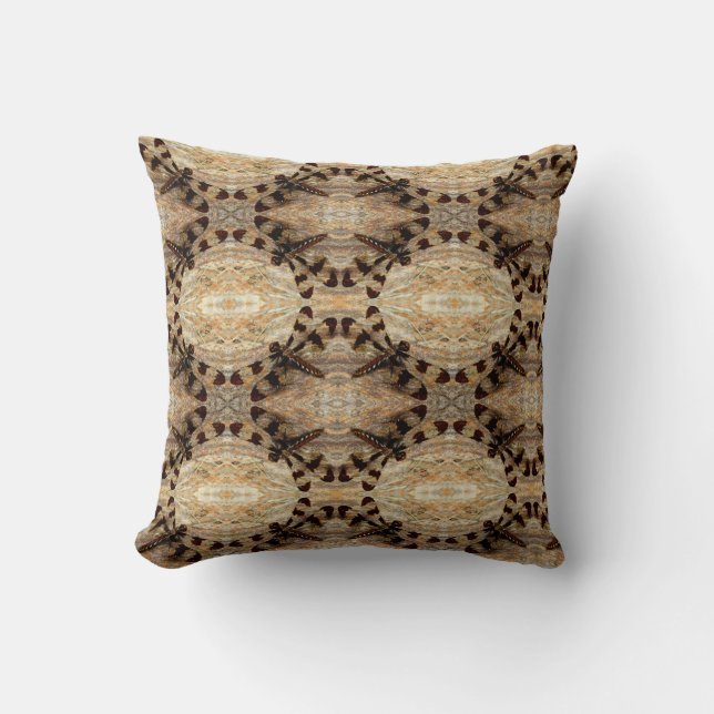 Black, white brown  dragonfly pattern solid back cushion (Front)