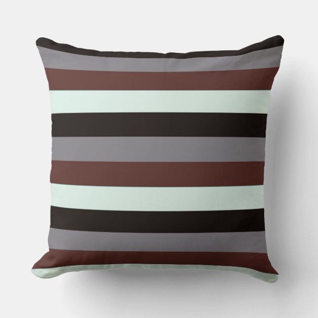 Black White Brown Modern Stripes Cushion (Front)