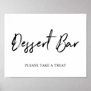 Black & White Brush Lettering Dessert Bar Sign