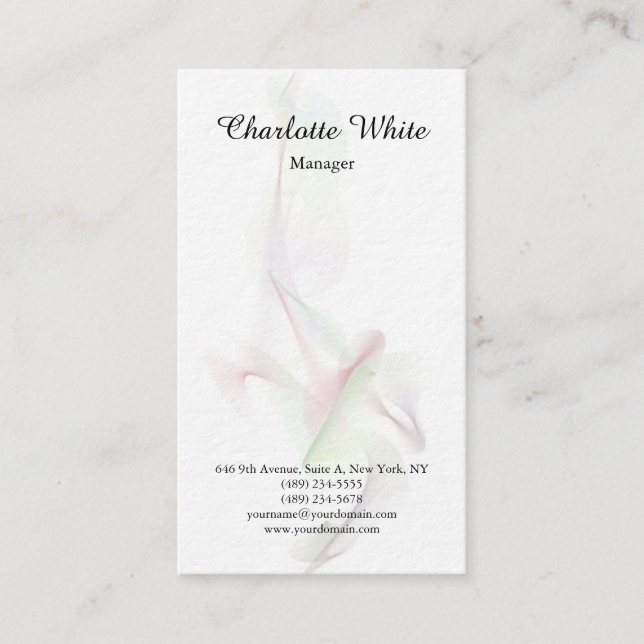 Black White Brush Script Abstract Curves Modern Business Card (Front)