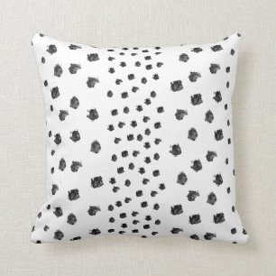 Black White Brush Spots Cushion