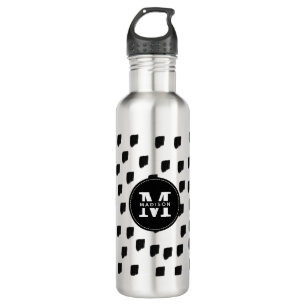 Black & White Brushstroke Monogram 710 Ml Water Bottle