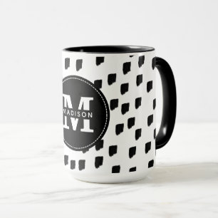 Black & White Brushstroke Monogram Mug
