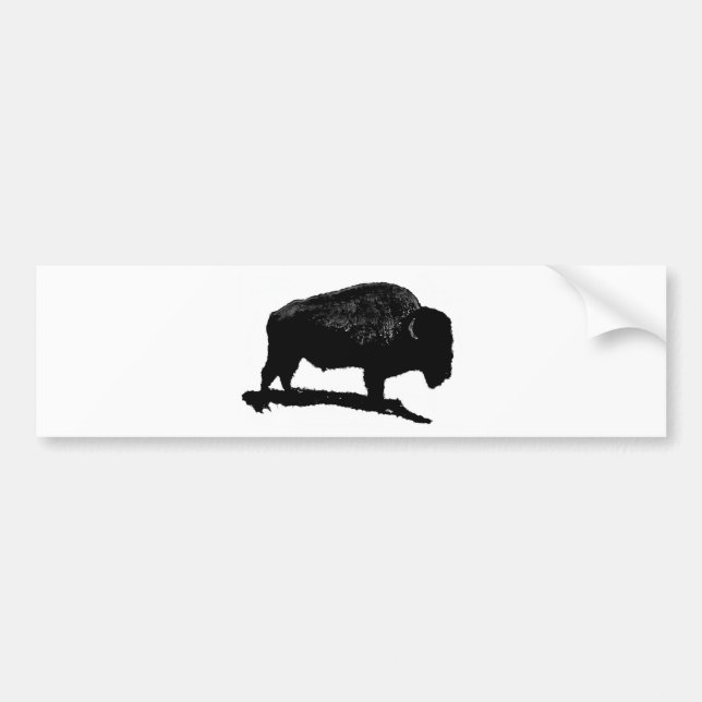 Black & White Buffalo Bumper Sticker (Front)