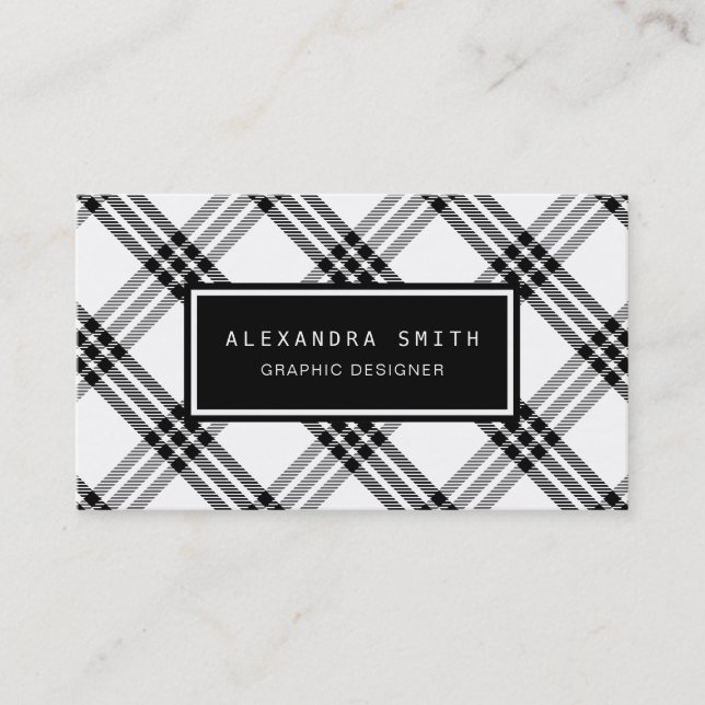 Black & White Buffalo Check Business Card (Front)