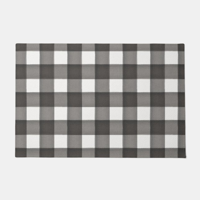 Black & white Buffalo Check doormat for Layering (Front)