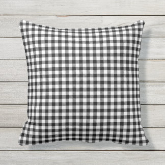 Black White Buffalo Check Gingham Design Pattern Cushion