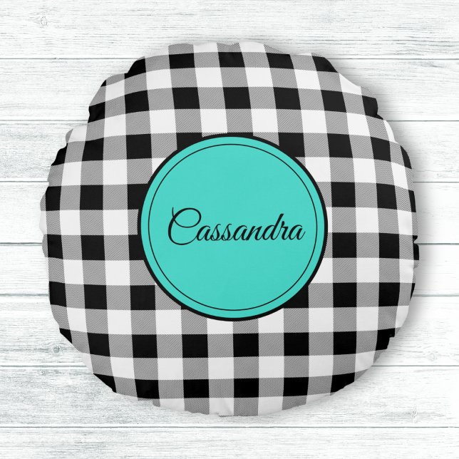 Black & White Buffalo Check Meditation Round Cushion (Creator Uploaded)