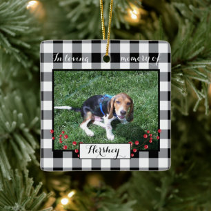 Black White Buffalo Check Pet Memorial Ornament