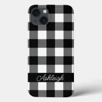 Black White Buffalo Check Plaid Personalised