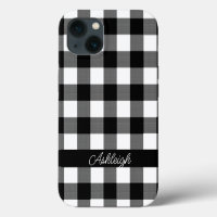 Black White Buffalo Check Plaid Personalised