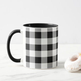 Black White Buffalo Chequered Plaid Pattern Mug