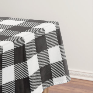 Black White Buffalo Gingham Check Plaid Holiday   Tablecloth