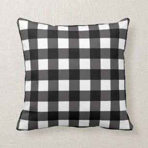 Black & White Buffalo Gingham Chequered Plaid Cushion