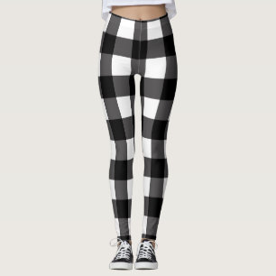 Black & White Buffalo Gingham Chequered Plaid Leggings